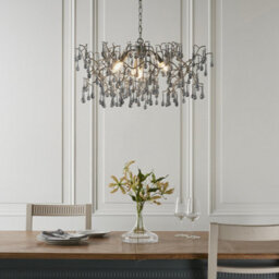 Luminosa Lighting Luminosa Rimini 4 Light Ceiling Pendant Aged Silver Paint & Smokey Grey Tinted Glass - thumbnail 3