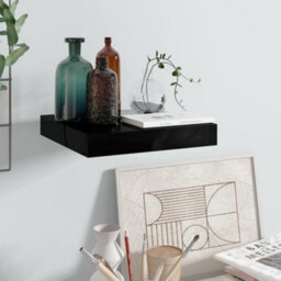 Berkfield Floating Wall Shelf High Gloss Black 23X23.5X3.8 Cm Mdf