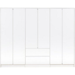 Seconique Malvern 6 Door 2 Drawer Wardrobe-White - thumbnail 3