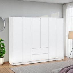 Seconique Malvern 6 Door 2 Drawer Wardrobe-White