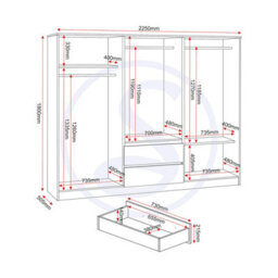 Seconique Malvern 6 Door 2 Drawer Wardrobe-White - thumbnail 8