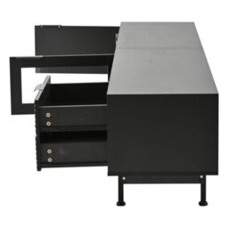 "Abrihome Minimalist Black Tv Stand 200X40X50.5Cm, Holds Up To 80"" Tv, Featuring 2 Doors, 2 Drawers & Open Storage" - thumbnail 4