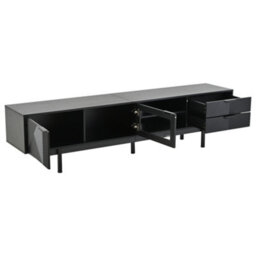 "Abrihome Minimalist Black Tv Stand 200X40X50.5Cm, Holds Up To 80"" Tv, Featuring 2 Doors, 2 Drawers & Open Storage" - thumbnail 8