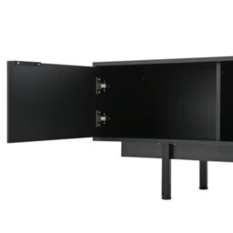 "Abrihome Minimalist Black Tv Stand 200X40X50.5Cm, Holds Up To 80"" Tv, Featuring 2 Doors, 2 Drawers & Open Storage" - thumbnail 5