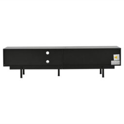 "Abrihome Minimalist Black Tv Stand 200X40X50.5Cm, Holds Up To 80"" Tv, Featuring 2 Doors, 2 Drawers & Open Storage" - thumbnail 9