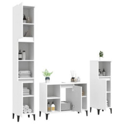 Berkfield 3 Piece Bathroom Furniture Set White Engineered Wood - thumbnail 4