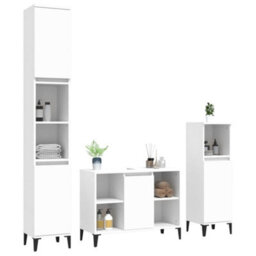 Berkfield 3 Piece Bathroom Furniture Set White Engineered Wood - thumbnail 3