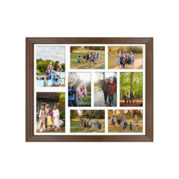 AK Frames 20X16 Walnut Classic Multi Photo Frame With White Mount - Holds 9 Apertures (2X) 7X5, (7X) 6X4 Photos