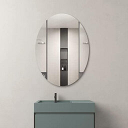 DEENZ Oval Shape Frameless Round Wall Mounted Mirror Frameless Bathroom Living Room A Must Have Mirror Home Decor (50X70 Cm) - thumbnail 2