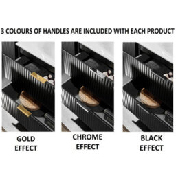 Impact Furniture Black Bathroom Cabinets Furniture Set Double Sink Vanity Unit Wall Hung 1200mm Worktop And Tallboy Ribbed Fluted Adel - thumbnail 9