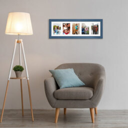 AK Frames 26X8 Navy Blue Sleek Multi Photo Frame With White Mount - Holds 5 Apertures (5X) 6X4 Photos - thumbnail 3