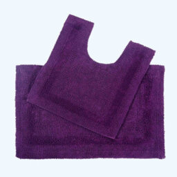 Homescapes Luxury Reversible Cotton Bath Mat Set - Plum