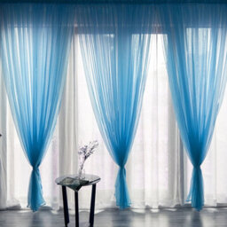 2Pcs Blue Sheer Curtains 270Cm Long 20Cm,gauzy Airy Light Filtering Curtain, Voile Home Decor Drapes With Dual Rod Pocket