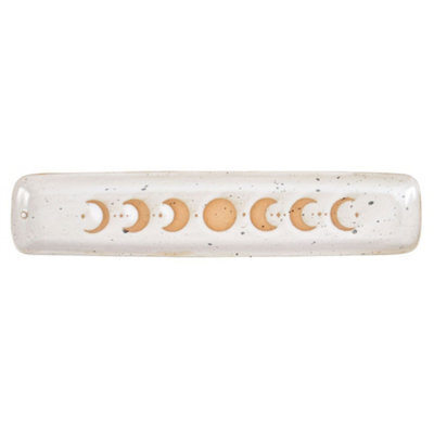 Something Different Ceramic Moon Phases Incense Ash Catcher Off White/brown (One Size)