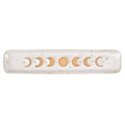 Something Different Ceramic Moon Phases Incense Ash Catcher Off White/brown (One Size)