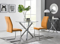 Furniturebox Uk Selina Round Dining Table And 2 Mustard Lorenzo Chairs