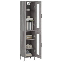 Berkfield Highboard Grey Sonoma 34.5X34X180 Cm Engineered Wood - thumbnail 3