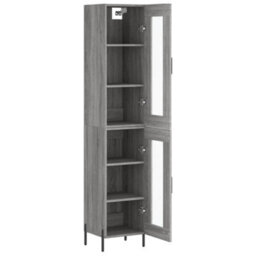 Berkfield Highboard Grey Sonoma 34.5X34X180 Cm Engineered Wood - thumbnail 4