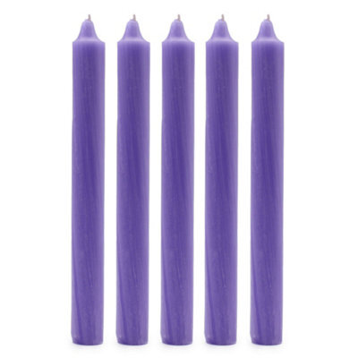 Four Candle Solid Colour Dinner Candles Rustic Lilac Pack Of 5 - image 1