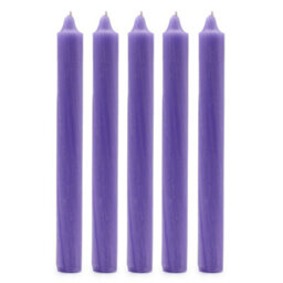 Four Candle Solid Colour Dinner Candles Rustic Lilac Pack Of 5 - thumbnail 1