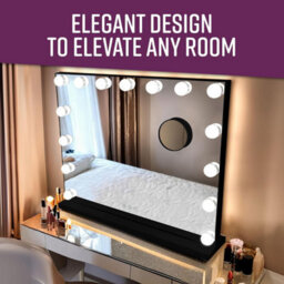 Globrite Hollywood Vanity Mirror With 15 Led Lights - 58L X 12W Cm Touch Screen Dimmable Makeup Mirror With Usb Charging - Black - thumbnail 3