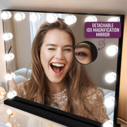 Globrite Hollywood Vanity Mirror With 15 Led Lights - 58L X 12W Cm Touch Screen Dimmable Makeup Mirror With Usb Charging - Black - thumbnail 5