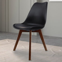 Fusion Living Soho Black Plastic Dining Chair With Squared Dark Wood Legs - thumbnail 2
