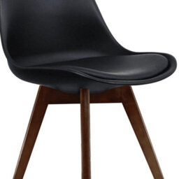 Fusion Living Soho Black Plastic Dining Chair With Squared Dark Wood Legs - thumbnail 3