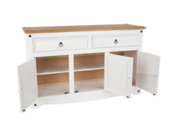 Core Products Corona Products White Wax 2 Drawer, 3 Door Medium Sideboard - Antique Wax Top, H80.6Cm X W132.0Cm X D43.0Cm - thumbnail 5