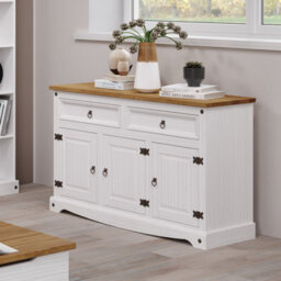 Core Products Corona Products White Wax 2 Drawer, 3 Door Medium Sideboard - Antique Wax Top, H80.6Cm X W132.0Cm X D43.0Cm - thumbnail 8