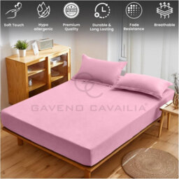Gc Gaveno Cavailia Plain Dyed Fitted Bedsheet King Pink Super Soft & Comfy Non Iron Fitted Sheet - thumbnail 3