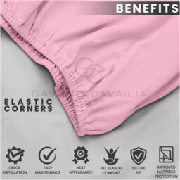 Gc Gaveno Cavailia Plain Dyed Fitted Bedsheet King Pink Super Soft & Comfy Non Iron Fitted Sheet - thumbnail 4
