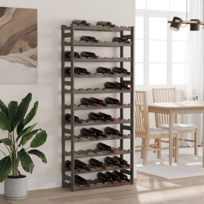 Walplus Wine Rack For 77 Bottles Grey Solid Wood Pine - image 1