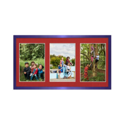 AK Frames 40X20Cm Purple Sleek Multi Photo Frame With Crimson Mount - Holds 3 Apertures (3X) 6X4 Photos