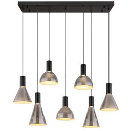 Luminosa Lighting Luminosa Labora Cluster Pendant Ceiling Light Matt Black Smoke Glass Shade 7X Led 3000K - thumbnail 3