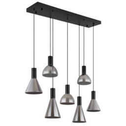 Luminosa Lighting Luminosa Labora Cluster Pendant Ceiling Light Matt Black Smoke Glass Shade 7X Led 3000K - thumbnail 2