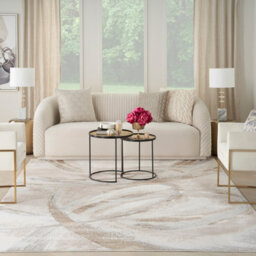 Brushstrokes Beige Abstract Modern Easy To Clean Rug For Living Room Bedroom And Dining Room-274Cm X 366Cm - thumbnail 1