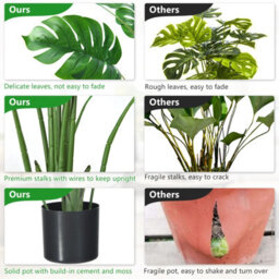 Costway 120Cm Artificial Monstera Deliciosa Tree Faux Tree W/ 10 Leaves & Cement Pot - thumbnail 8