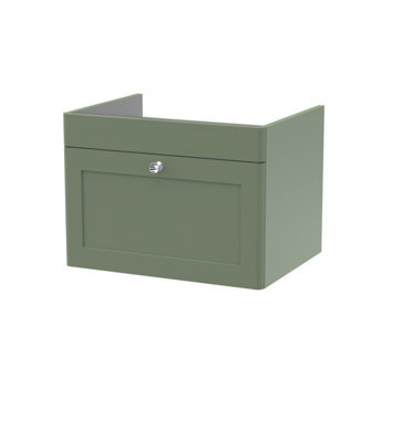 Hudson Reed Classique Components Wall Hung 1-Drawer Vanity Unit, Stylish Single Vanity Unit With Soft Close Drawer, Satin Green