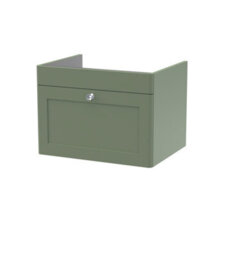 Hudson Reed Classique Components Wall Hung 1-Drawer Vanity Unit, Stylish Single Vanity Unit With Soft Close Drawer, Satin Green - thumbnail 1