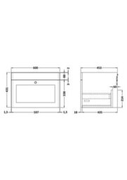 Hudson Reed Classique Components Wall Hung 1-Drawer Vanity Unit, Stylish Single Vanity Unit With Soft Close Drawer, Satin Green - thumbnail 2