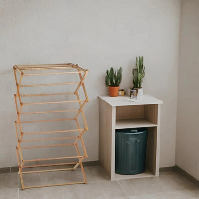 4 Tier Classic Bamboo Wooden Clothes Airer Traditional Folding Drying Rack Home - image 1