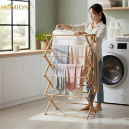 4 Tier Classic Bamboo Wooden Clothes Airer Traditional Folding Drying Rack Home - thumbnail 4
