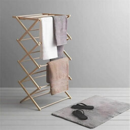 4 Tier Classic Bamboo Wooden Clothes Airer Traditional Folding Drying Rack Home - thumbnail 3