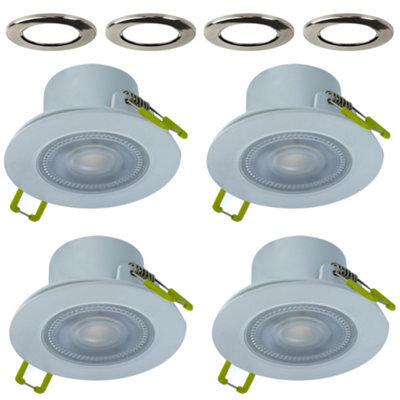 Integral LED Led Downlights 5.5W 510Lm 68mm Cut Out Dimmable 3000K (4 Pack) - Satin Nickel Bezels - image 1