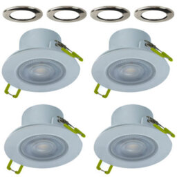 Integral LED Led Downlights 5.5W 510Lm 68mm Cut Out Dimmable 3000K (4 Pack) - Satin Nickel Bezels