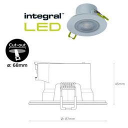 Integral LED Led Downlights 5.5W 510Lm 68mm Cut Out Dimmable 3000K (4 Pack) - Satin Nickel Bezels - thumbnail 4