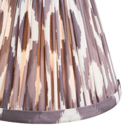 Luminosa Lighting Luminosa Santiago Brushed Aged Brass Plate Pendant Light With Pearl Grey Fabric Ikat Shade 16Cm 5X B22 - thumbnail 6
