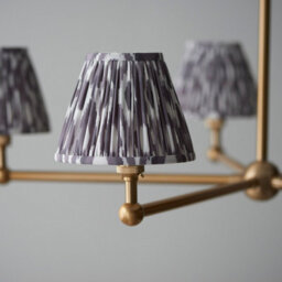Luminosa Lighting Luminosa Santiago Brushed Aged Brass Plate Pendant Light With Pearl Grey Fabric Ikat Shade 16Cm 5X B22 - thumbnail 4