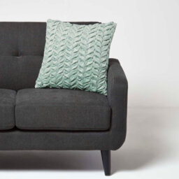 Homescapes Grace Pleated Green Velvet Cushion - thumbnail 2